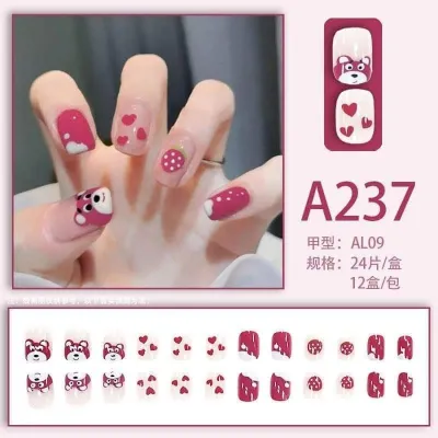 Multi Design Cute Fashionable Fake Nails with Glue